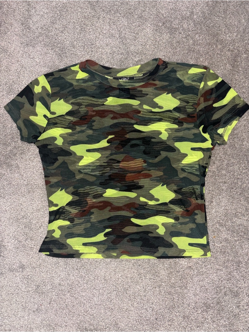 Women’s Camo Short Sleeve Tee - Green mesh top